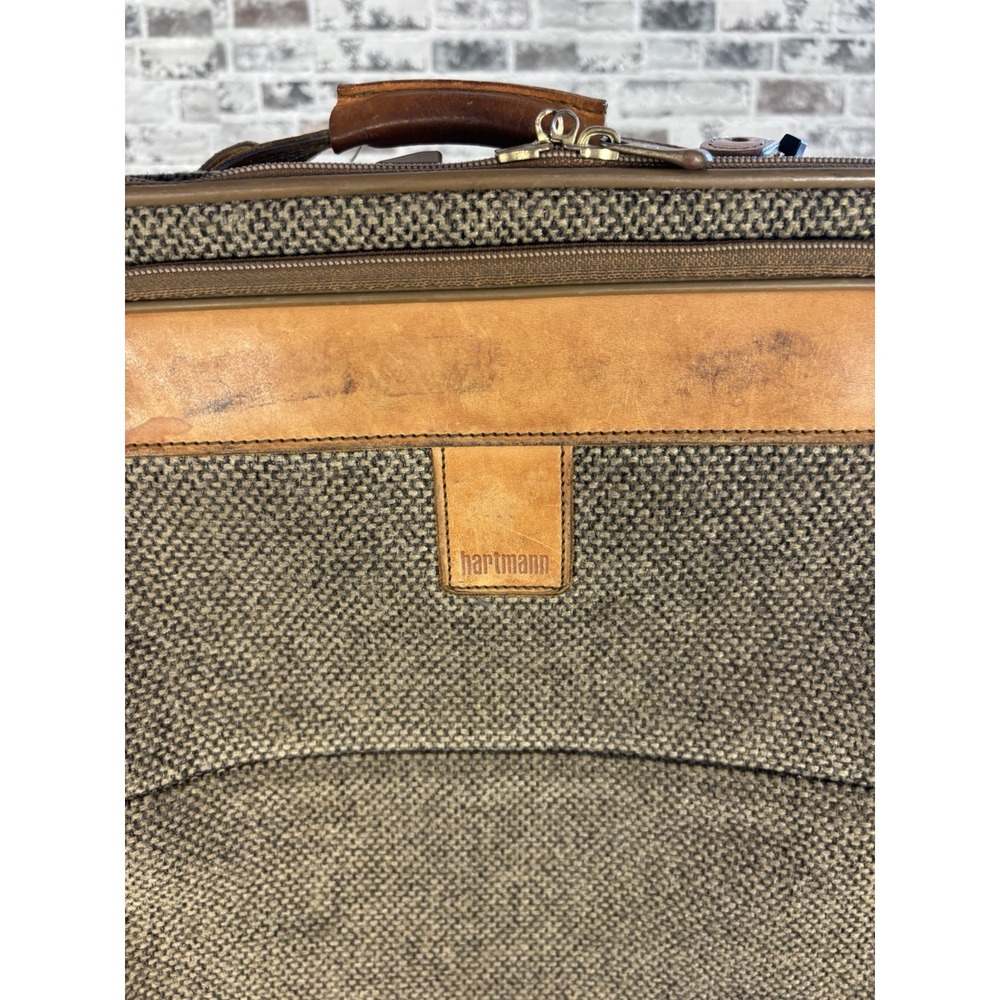 Vintage Hartmann Tweed Leather⭐️24x15 Wheeled Rolling Upright Suitcase Luggage⭐️ - Picture 7 of 14